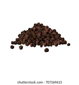 Black pepper seeds on white background. Vector illustration