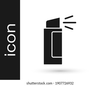 Black Pepper spray icon isolated on white background. OC gas. Capsicum self defense aerosol.  Vector