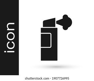 Black Pepper spray icon isolated on white background. OC gas. Capsicum self defense aerosol.  Vector