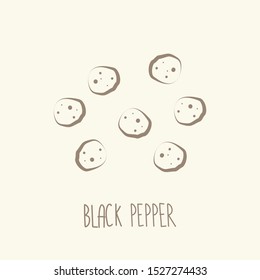 Black pepper vector. Black pepper doodle symbol. wallpaper.