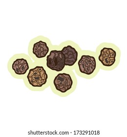 black peppercorns cartoon vector.