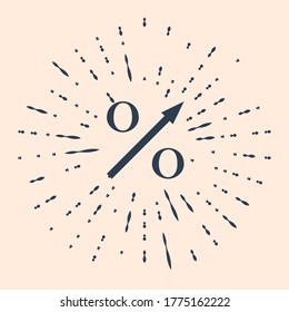 Black Percent up arrow icon isolated on beige background. Increasing percentage sign. Abstract circle random dots. Vector Illustration