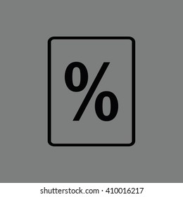 Black percent sign vector icon. Gray background