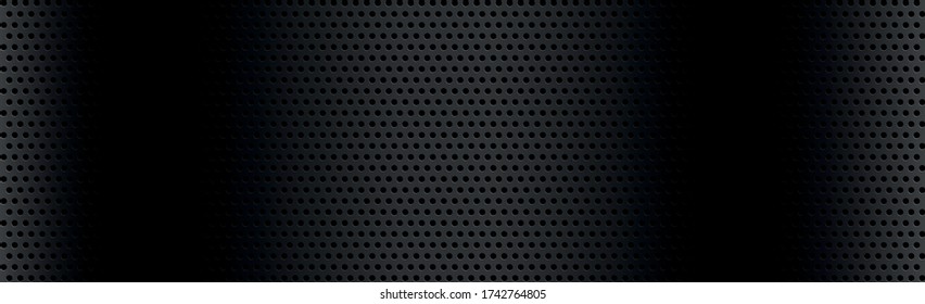 Black perforated background with black holes and glow - Vector