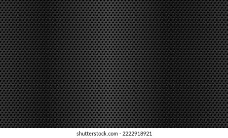 black perforated metal aluminum background. Abstract dark gray sheet with hexagonal hole. vector illustration abstract texture futuristic design. metallic steel plate texture. 
