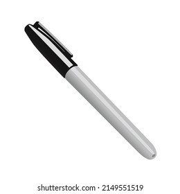 Black Permanent Marker Used in Office, Schools, Education - Vector