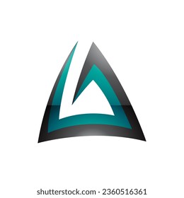 Letra triangular brillante verde negra y persa icono en un fondo blanco