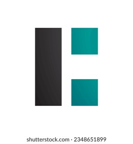 Letra rectangular verde negra y persa icono C sobre fondo blanco