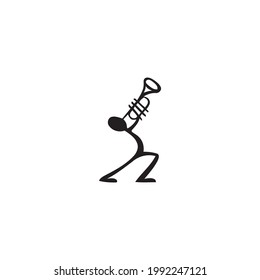 Black person holding a trumpet illustration