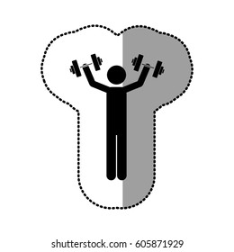 black person lifting weights gym, vector illustration image