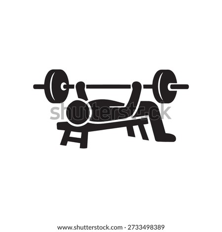 Black of person lying on bench press lifting barbell.eps