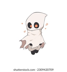 black person wearing a white sheet and a haunted disguise mi