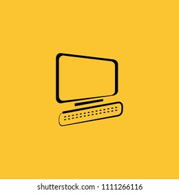 Black Personal Computer Icon on Yellow Background