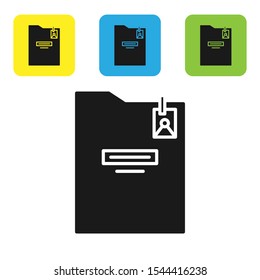 Black Personal folder icon isolated on white background. Set of colorful square icon buttons. Vector Illustration