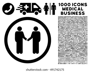 Black Persons Agreement vector rounded icon. Image style is a flat icon symbol inside a circle, white background. Bonus set has 1000 medical business symbols.
