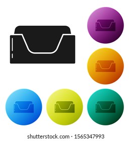 Black Pet bed icon isolated on white background. Set icons colorful circle buttons. Vector Illustration