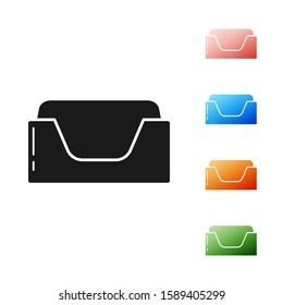 Black Pet bed icon isolated on white background. Set icons colorful. Vector Illustration