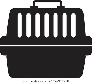 black pet carry case on white background. flat style. animal transport box icon for your web site design, logo, app, UI. container for animals symbol. black pet carry sign. 