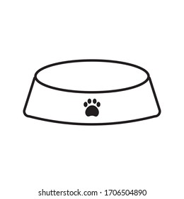 Black Pet food bowl for dog icon isolated. Dog paw print. eps 10