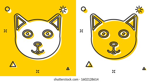 Black Pet icon isolated on yellow and white background. Random dynamic shapes. Vector Illustration