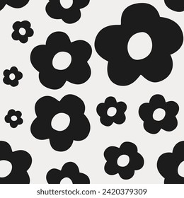 black petals flower hand drawn vintage background wallpaper seamless pattern 
