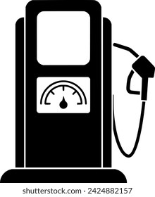 black petrol silhouette or flat hose illustration of fuel logo oil for petroleum with transportation icon and gas shape energy as diesel to power