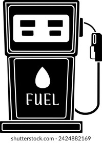 black petrol silhouette or flat hose illustration of fuel logo oil for petroleum with transportation icon and gas shape energy as diesel to power