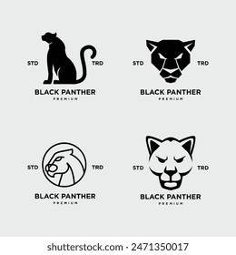Plantilla de Ilustración vectorial de diseño de logotipo phanter icon negro