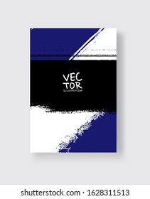 Black Phantom Blue ink brush stroke on white background. Minimalistic style. Vector illustration of grunge element stains.Vector brushes illustration.