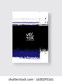 Black Phantom Blue ink brush stroke on white background. Minimalistic style. Vector illustration of grunge element stains.Vector brushes illustration.