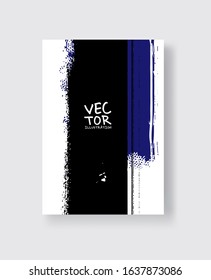 Black Phantom Blue ink brush stroke on white background. Minimalistic style. Vector illustration of grunge element stains.Vector brushes illustration.