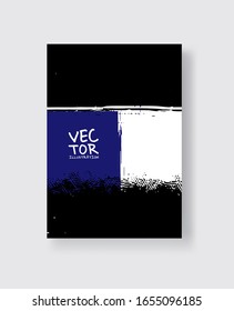 Black Phantom Blue ink brush stroke on white background. Minimalistic style. Vector illustration of grunge element stains.Vector brushes illustration.
