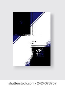 Black Phantom Blue ink brush stroke on white background. Minimalistic style. Vector illustration of grunge element stains.Vector brushes illustration.