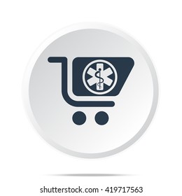 Black Pharmacy Store icon on white web button
