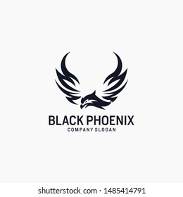black phoenix abstract logo design  silhouette vector design graphic tempate