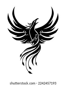 Black Phoenix Bird, Flying Silhouette