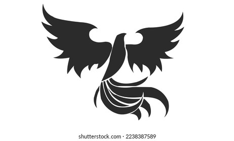 black phoenix bird simple art draw tattoo logo