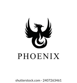 Black phoenix silhouette logo design vector template