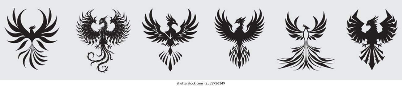 Black phoenix tattoo design collection