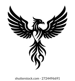 Black Phoenix Tribal Tattoo Vector Logo Template