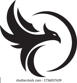 Black phoenix vector print isolated on the white backgroun