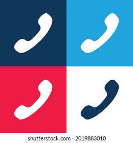 Black Phone Auricular blue and red four color minimal icon set