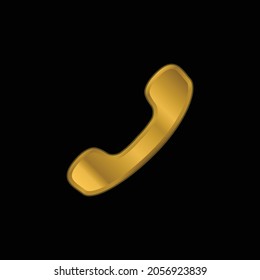 Black Phone Auricular gold plated metalic icon or logo vector