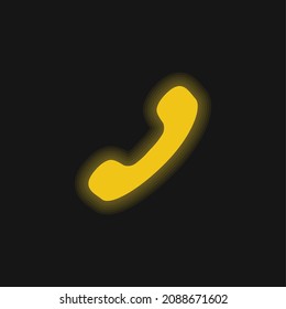 Black Phone Auricular yellow glowing neon icon