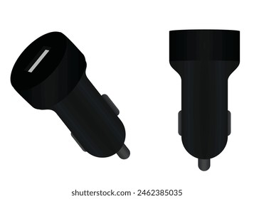 Black phone car charger. vector illustration