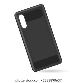 Black phone case template. Realistic phone case illustration for men. Phone case display