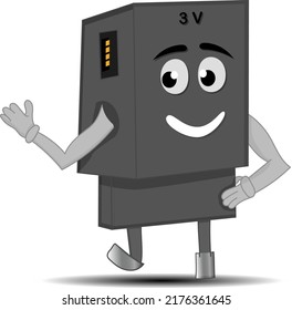 black phone chrager cartoon dancing and waving hand
