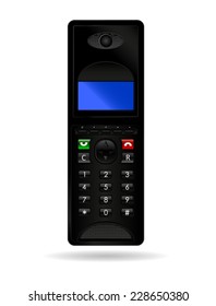 Black phone cordless handset - vector drawing isolated