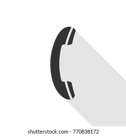 Black phone handset illustration icon for user interface design