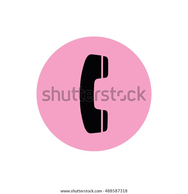 Black Phone Icon Vector Pink Button Stock Vector (Royalty Free